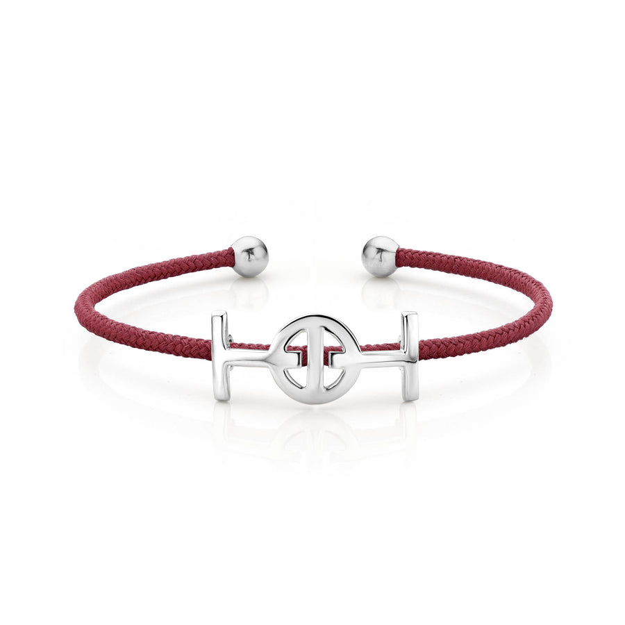 Challenge Cord Bangle in Bordeaux & Silver