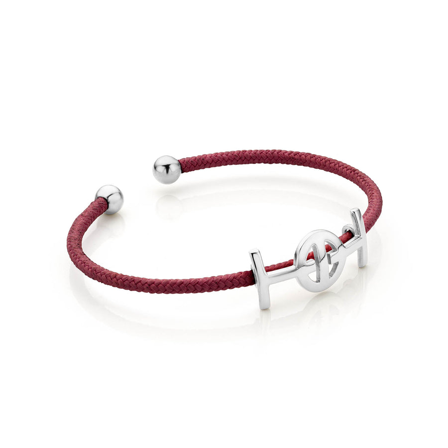Challenge Cord Bangle in Bordeaux & Silver
