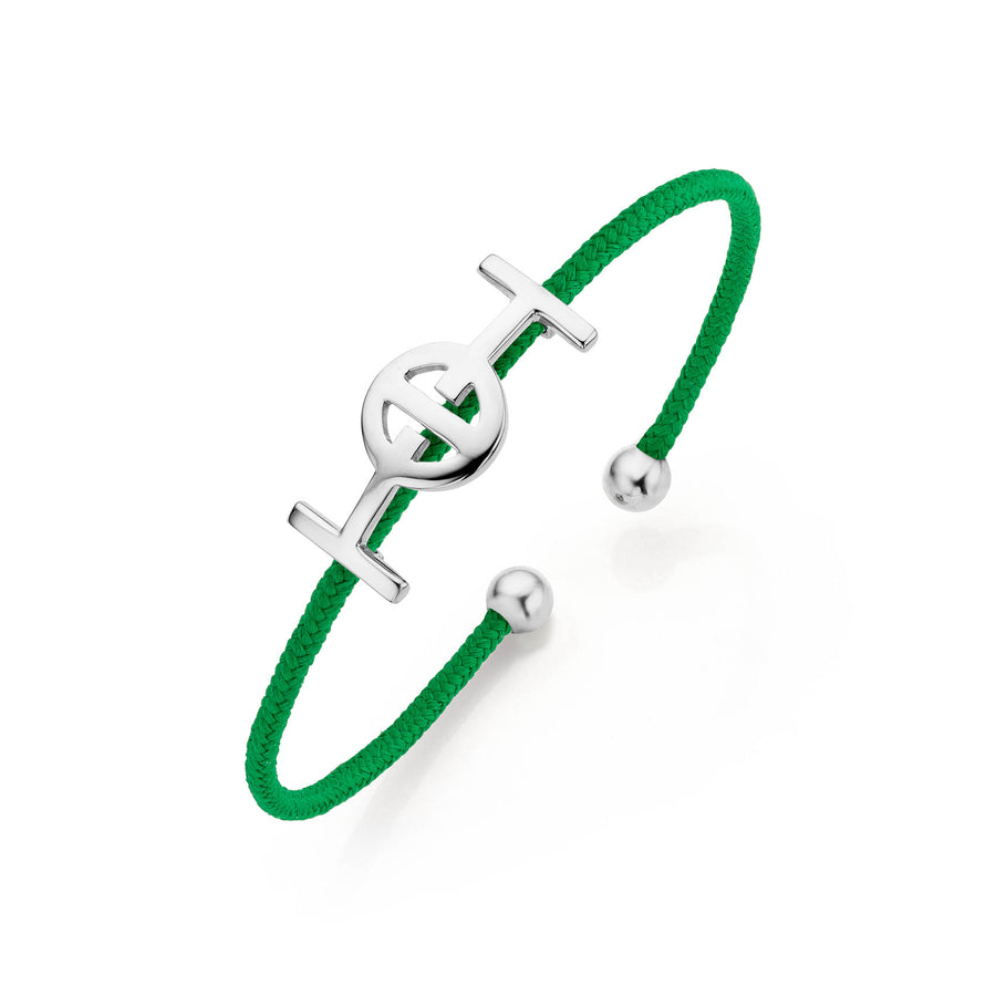 Challenge Cord Bangle in Green & Silver