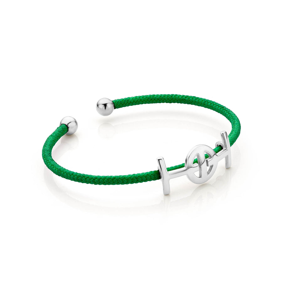 Challenge Cord Bangle in Green & Silver