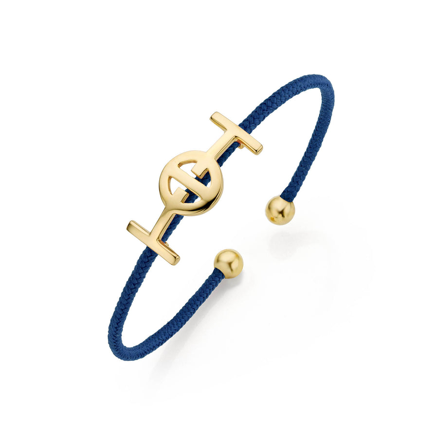 Challenge Cord Bangle in Navy & Yellow Gold