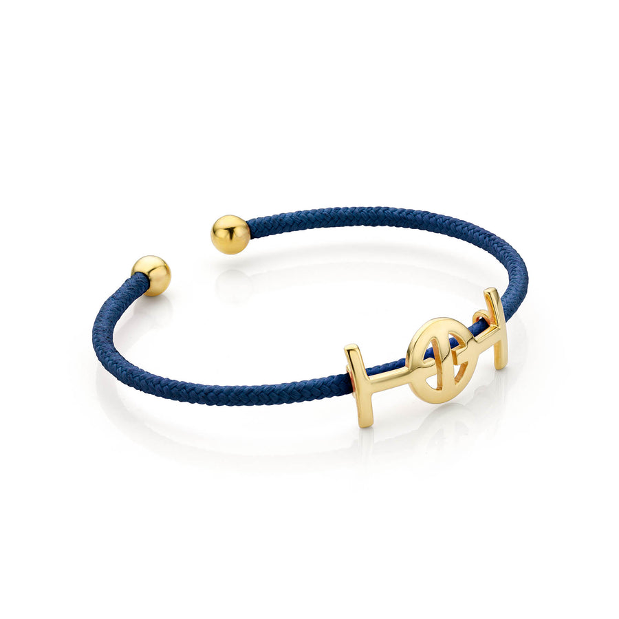 Challenge Cord Bangle in Navy & Yellow Gold