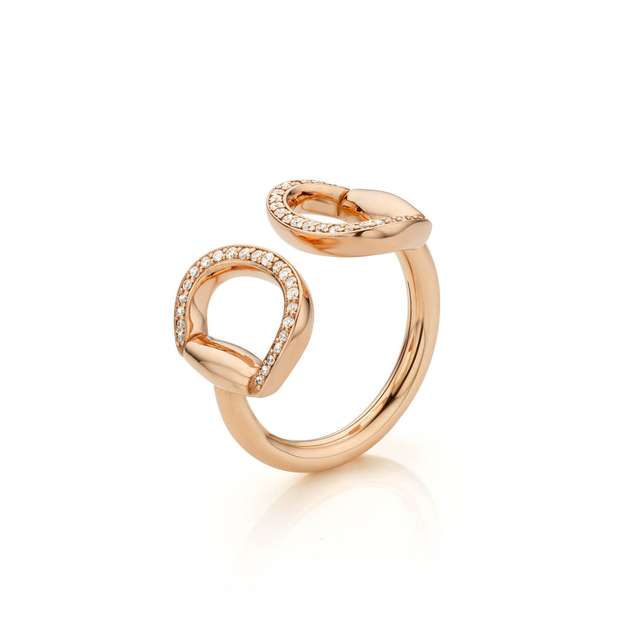 Connection Ring in Pink Gold with White Diamonds