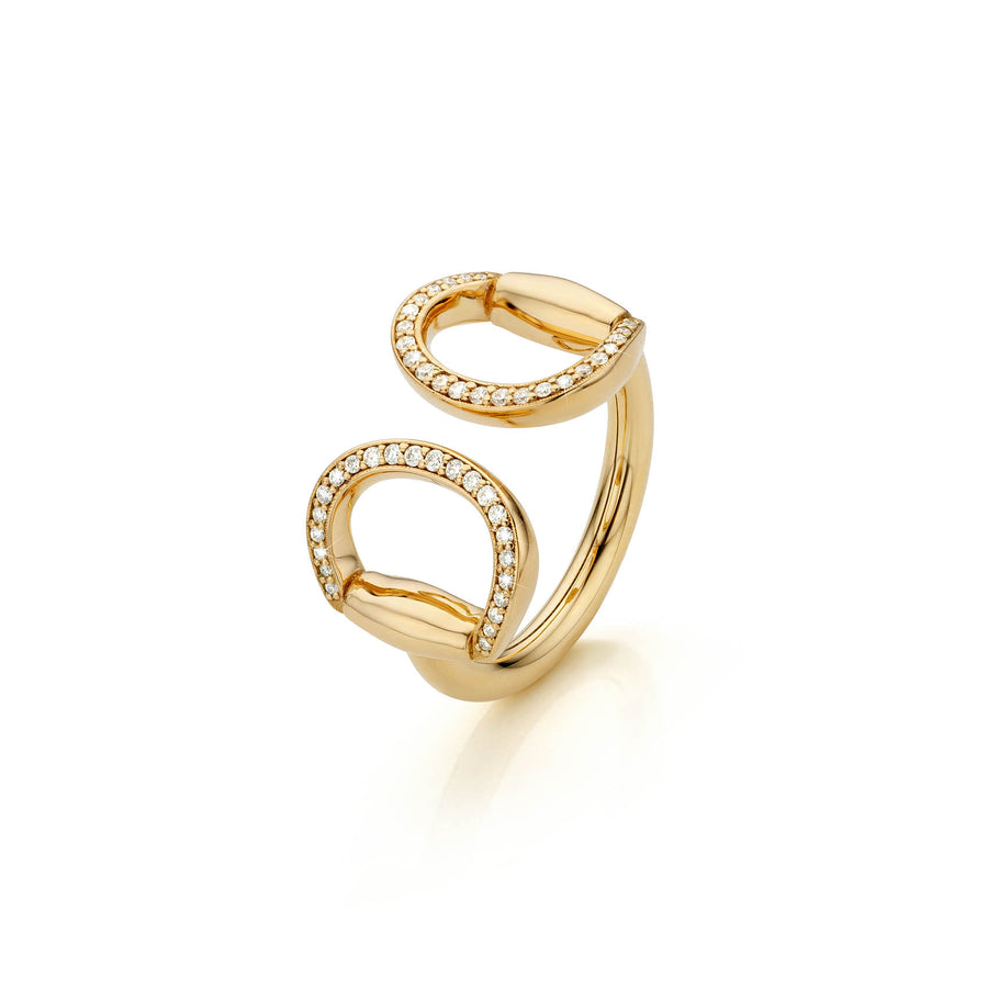 Connection Ring in Yellow Gold with White Diamonds