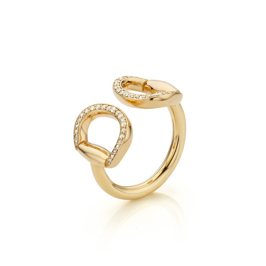 Connection Ring in Yellow Gold with White Diamonds