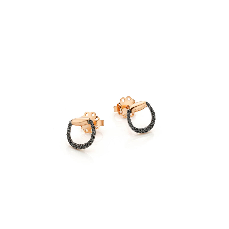 Connection Earrings in Pink Gold with Black Diamonds