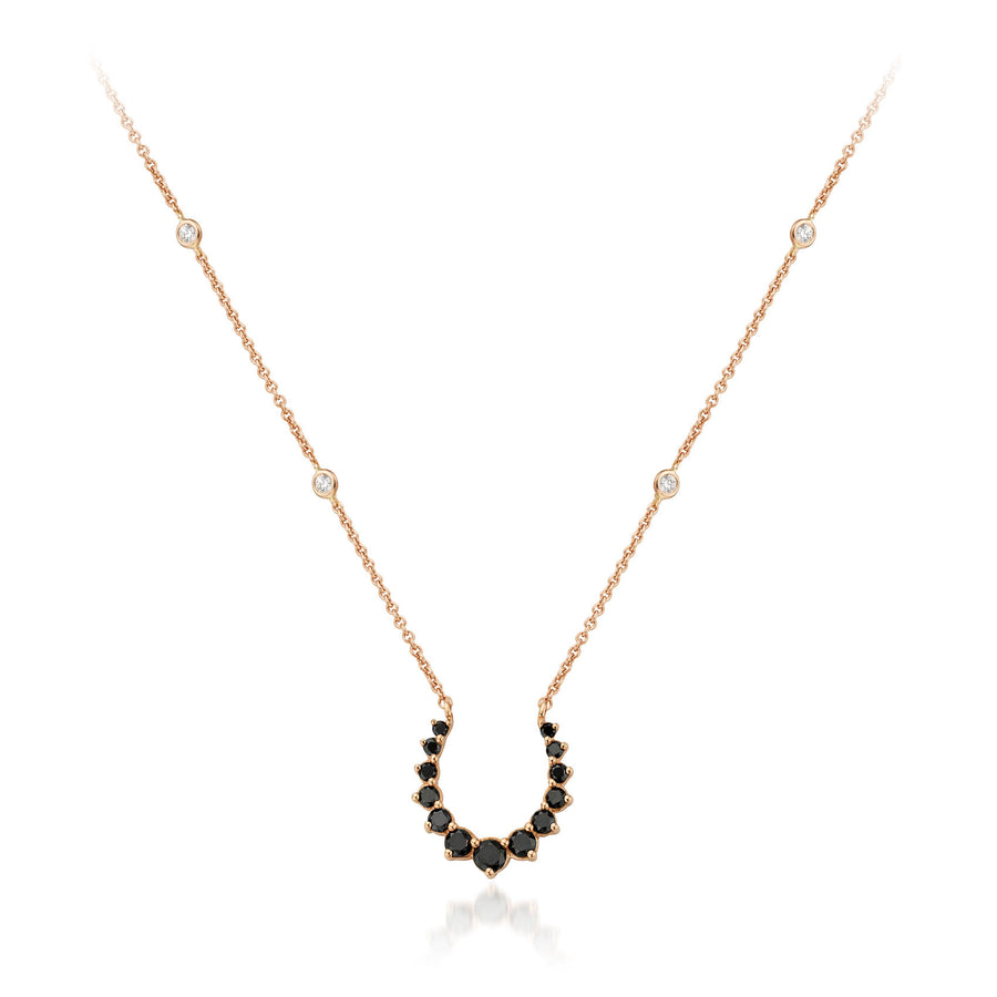 Double Confidence Necklace in Pink Gold with Black Diamonds